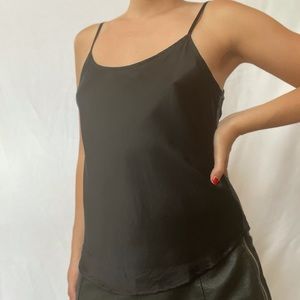 Reformation Black Silk Cropped Camisole